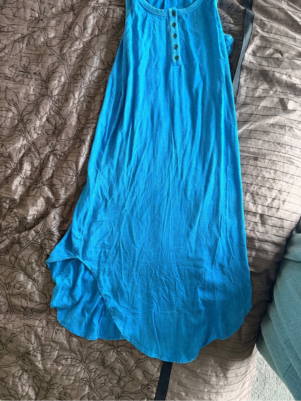 Umgee Turquoise Blue Maxi Dress with Button Front
